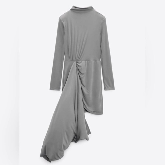 ZARA DRAPED ASYMMETRIC KNIT DRESS - Picture 10 of 15
